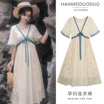 Pregnant woman summer dress tide mother loose temperament fashion national style Hanfu kimono 2021 new retro long dress