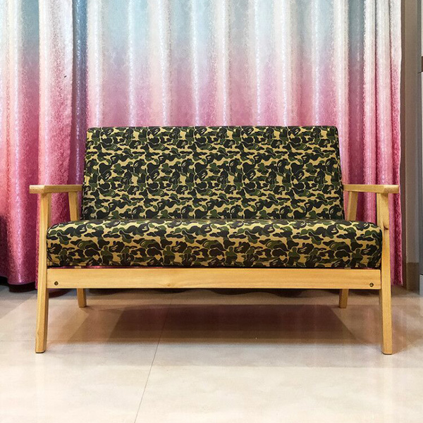 Custom babe furniture green camouflage couch ape furniture home trend with Japanese wooden bench seats