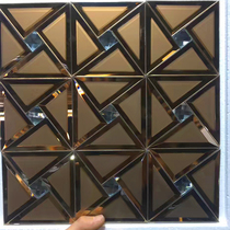 European edged gold gray crystal glass mosaic tiles TV background wall mirror frosted decorative wall stickers