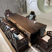 Ebony Wood large board log tea table tea table tea tray boss table commercial furniture New Chinese countertop 2 m clearance