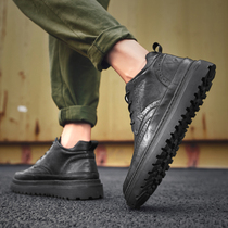 European station 2021 autumn new mens shoes fashion Joker business Bullock high leather shoes leather Martin boots