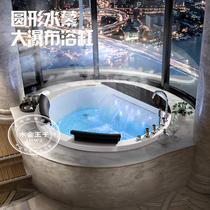 Acrylic round recessed double surf massage smart heated bathtub Pool 1 5 1 5 1 7 m waterfall couple