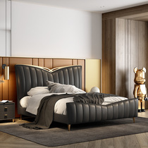 Light luxury double bed leather bed Modern minimalist master bedroom 1 8-meter wedding bed 2021 net celebrity ins style new
