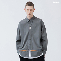 GRINCH1928 GAHA Japanese minimalist orange contrast line shirt mens loose profile shirt coat