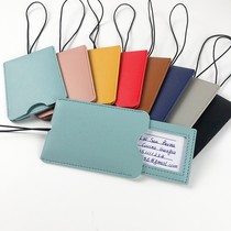 PU leather luggage tag suitcase boarding pass tag custom bag pendant with lanyard luggage tag