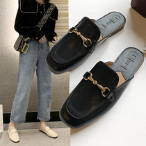 Lazy Baotou half slippers female 2021 new summer fashion flat outside wear Net red Joker half drag womens shoes