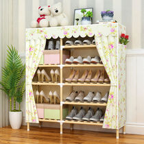 Shoe rack simple doorway solid wood multi-layer assembly dustproof dormitory economical household space-saving high boots shoe cabinet double row