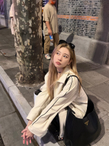 skibyTannin loose plus velvet thick leather jacket womens autumn and winter retro functional wind leather jacket bf baseball uniform