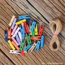 Colour Small Wooden Clip Photo Wall O Style Fields Garden Home Decoration Hemp Rope Clip Decoration Arrangement Background Props