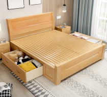 Nordic solid wood beech bed 1 5 meters 1 8 meters double wedding bed master bedroom 2 meters x2 meters big bed storage factory direct sales