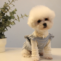 Pet Clothes Pure Cotton Clothes Spring Summer Lotus Leaf Lace T-shirt Sling Vest Teddy Bibi Bear Snownery Beaume Cat Clothes