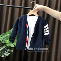 100% cotton childrens clothing four pieces boys spring cardigan girl girls V-neck knitting male baby sweater jacket