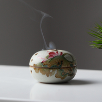 Non-Van Jingdezhen hand-painted Lotus Lotus quaint Zen incense burner Tower incense incense stick Japanese aromatherapy stove
