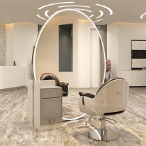 Net Red Barber Shop Mirror Salon special double-sided full-body mirror hairdressing shop haircut mirror with light