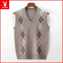 Playboy middle-aged mens wool vest knitwear father autumn and winter clothes middle-aged and elderly vest grandfather waistcoat