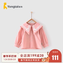 Tong Tai Spring and Autumn November -4-year-old baby girl casual go out cotton long sleeve jacket flip collar shirt