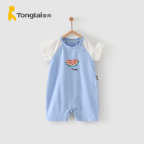 Child Tai Summer 3-18 months Baby male and female baby clothes light and thin short sleeves Shoulder Open One-piece Clothing Climbing