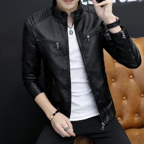 Autumn Winter Mens Thin Leather Clothing Handsome leather jacket Body Trend Youth Locomotive Han Version Individuality Casual Jacket
