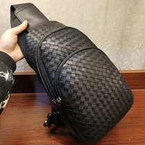 BV WHQN MAQH Chest Bag Men Genuine Leather Casual Head Layer Cow Leather Handwoven Large Capacity Multifunction Single Shoulder Bag