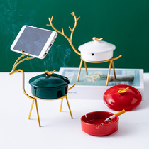 Nordic Mesh Red Ashtrays Light Extravaganza With Cover Creativity Personality Fashion Windproof Living-room Home Office Iron Art Pendulum