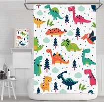 Foreign Trade Outlet Mildew Proofing Waterproof Speed Dry Polyester Cloth Bath Curtain Cartoon Partition Curtain Dinosaur Lead Pendant 180cm 240cm