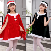 Christmas childrens costumes little girl plays Santa dress red shawl party show suit suit