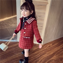 Girls small fragrant style set 2020 new childrens autumn and winter clothes foreign style jacket vest dress fashionable woolen dress