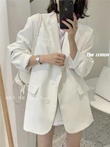 Thelemon Casual White Suit Jacket Woman Spring Autumn New Korean version 100 hitch a small crowd design Easy West Suit