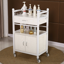 Beauty and hair cart Three-layer beauty salon cart with drawer Nail shelf Glass tool cart