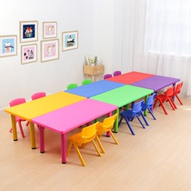 Dining chair Table and chair Dual-use childrens complete set of childrens table Desk and chair Six-person table Reading tutoring class Painting trust class