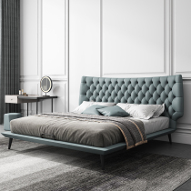 French bed Light luxury modern minimalist master bedroom 1 8 meters double wedding bed Blue light luxury American high-end minimalist Italian