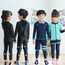 Korean childrens sunscreen swimsuit long-sleeved snorkeling suit Girls and boys split middle and large childrens swimsuit quick-drying wetsuit