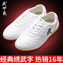 Tai Chi shoes cow tendon bottom leather female spring and autumn soft leather martial arts shoes male morning exercise Tai Chi shoes Wu impression