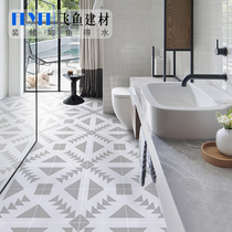 Nordic retro light gray Fishbone geometric tiles 300x300 toilet bathroom kitchen non-slip wall tiles
