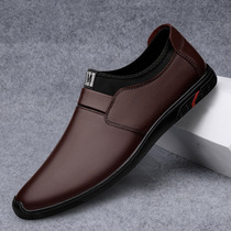 Summer casual leather shoes mens leather soft bottom hollow breathable Business Mens shoes a pedal hole shoes mens cool shoes