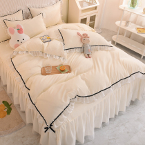 Net red new cotton four-piece quilt cover princess wind cotton bed cover bed cover bed sheet bed skirt multi-piece set