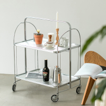 Medieval folding trolley mobile sofa shelf glass small side light luxury Net red ins woo wind dining car