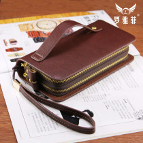 New stylish handbag zipped leather handbag mens long style youth mobile phone bag casual hands grab bag