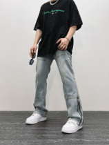 SWAG American street niche vibe side zipper microhorn logging trousers straight tube cleanfit jeans