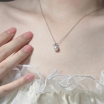 Foundation 100 hitch ~ rabbit tasty pearl zircon drill S925 pure silver superior temperament small crowdnecklace lock bones