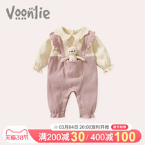 Fan Hunting Baby Spring Clothing New Female Baby Conjoined Clothes Full Moon Princess Spring Autumn Khaclothes Super Cute