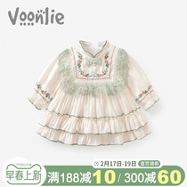 Fan Hunting Girls Dress Spring Dress 2023 New Children Princess Dress A Week Old Baby Dress Spring Autumn China Wind