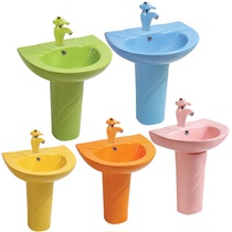 Kindergarten children color ceramic column basin floor wash basin baby wash basin children wash table