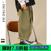 EM childrens casual pants cotton 2021 spring new boy army green casual pants tide handsome
