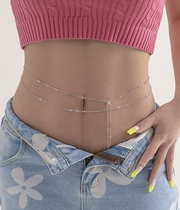The temperament and fashion double - layer sexy baby chain sweet breeze - like crystal adjustable navel chain