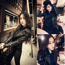 Leather Jacket Womens Spring and Autumn fashion womens leather clothing 2021 new womens short Korean version of Slim motorcycle leather jacket tide