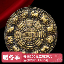 Nepalese handmade Tibetan pure bronze Wenju Zodiac zodiac Eight divination photos of the Buddha to hang up and adorn the house
