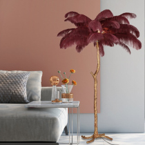 Feather floor lamp all copper post-modern creative Net red living room bedroom Princess light luxury branches bedside desk lamp