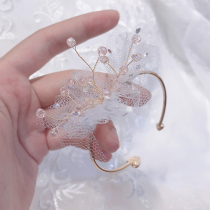 High-end beautiful and cute Korean-style pink crystal yarn bride bridesmaid sisters unity wedding simple wrist flower bracelet flower