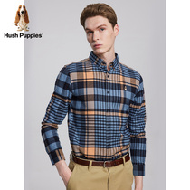 Hush Puppies Dinx Mens 2021 Autumn New Color Plaid Plaid Leisure Long Sleeve Shirt) PA-21505D